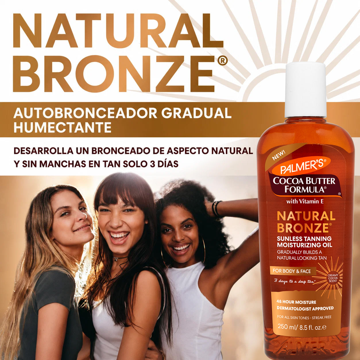 Palmers Cocoa Butter Formula Natural Bronze, Aceite Corporal Humectante Autobronceadora