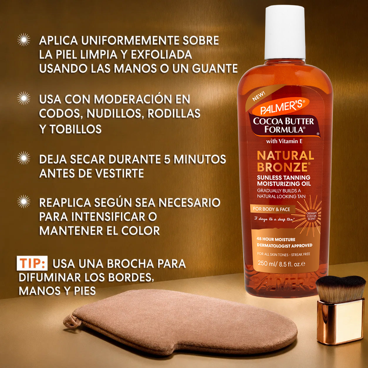 Palmers Cocoa Butter Formula Natural Bronze, Aceite Corporal Humectante Autobronceadora